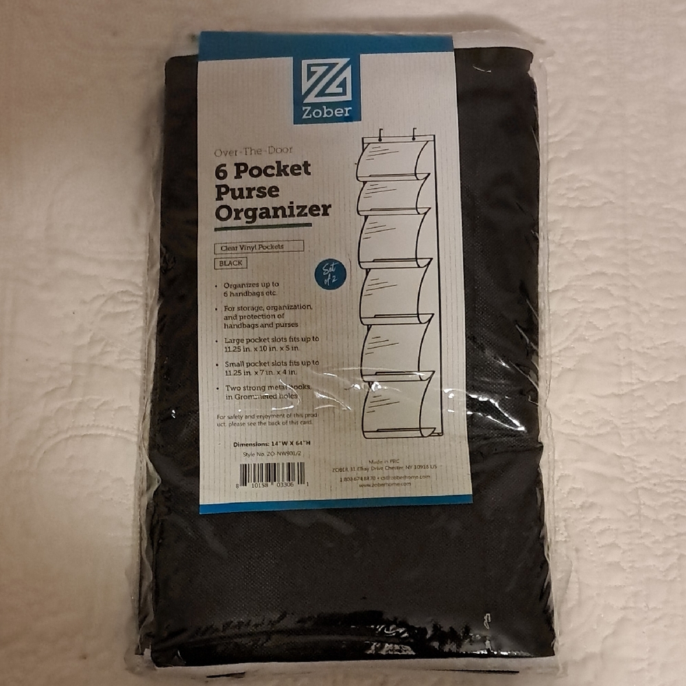 Black 6 Pocket Purse Organizer